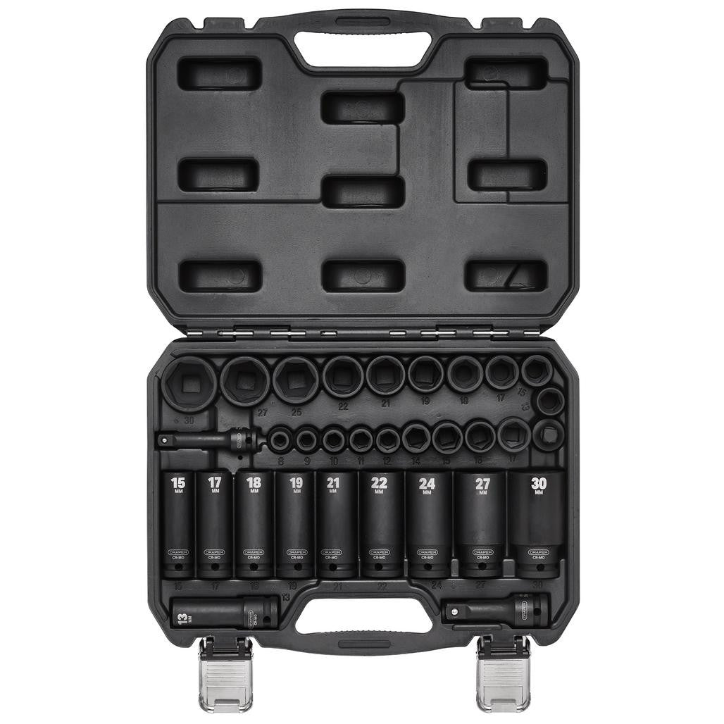 Draper HI-TORQ® Impact Socket Set, 3/8" & 1/2" Sq. Dr. (32 Piece)  83098