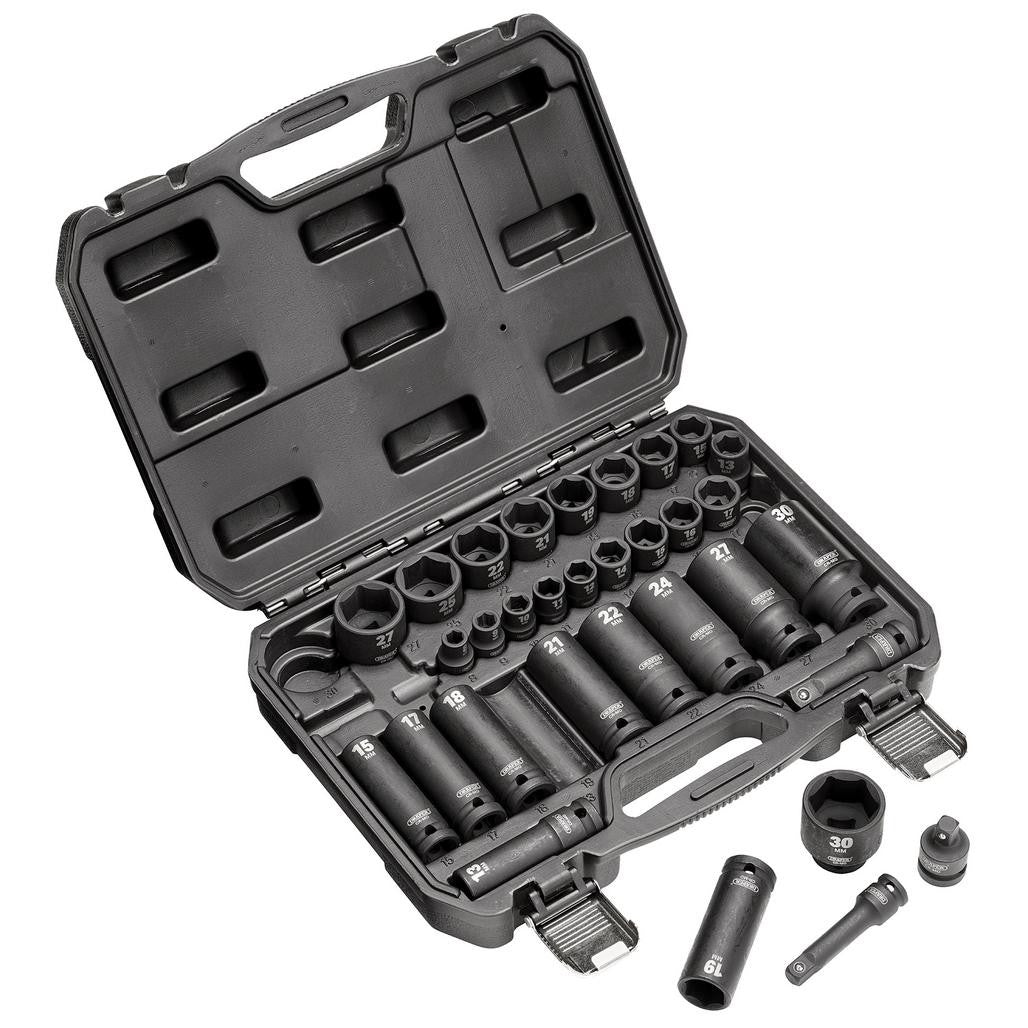 Draper HI-TORQ® Impact Socket Set, 3/8" & 1/2" Sq. Dr. (32 Piece)  83098