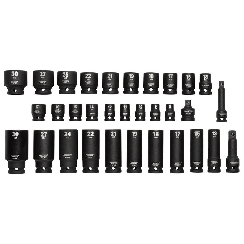 Draper HI-TORQ® Impact Socket Set, 3/8" & 1/2" Sq. Dr. (32 Piece)  83098