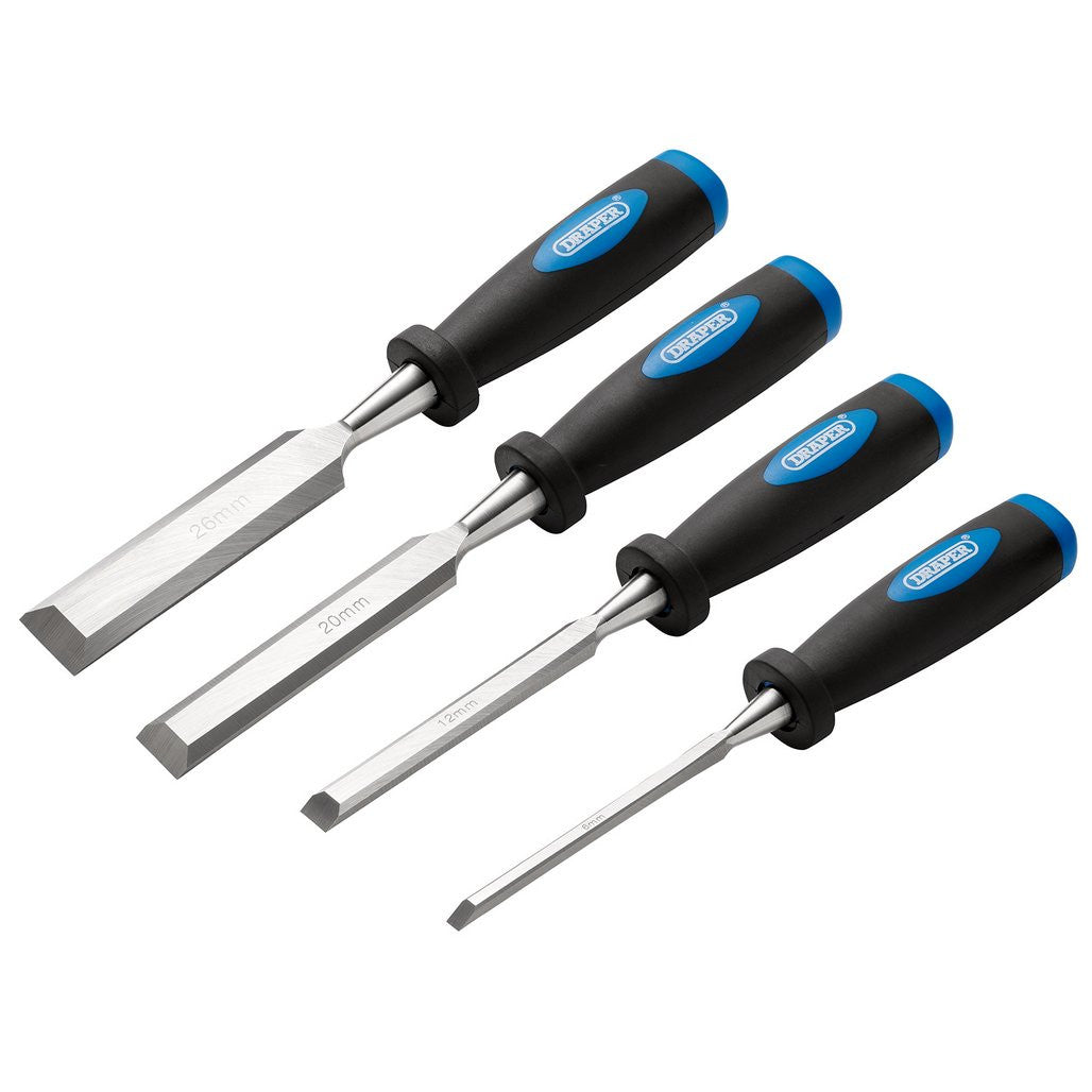 Draper Soft Grip Bevel Edge Wood Chisel Set (4 Piece)  83351