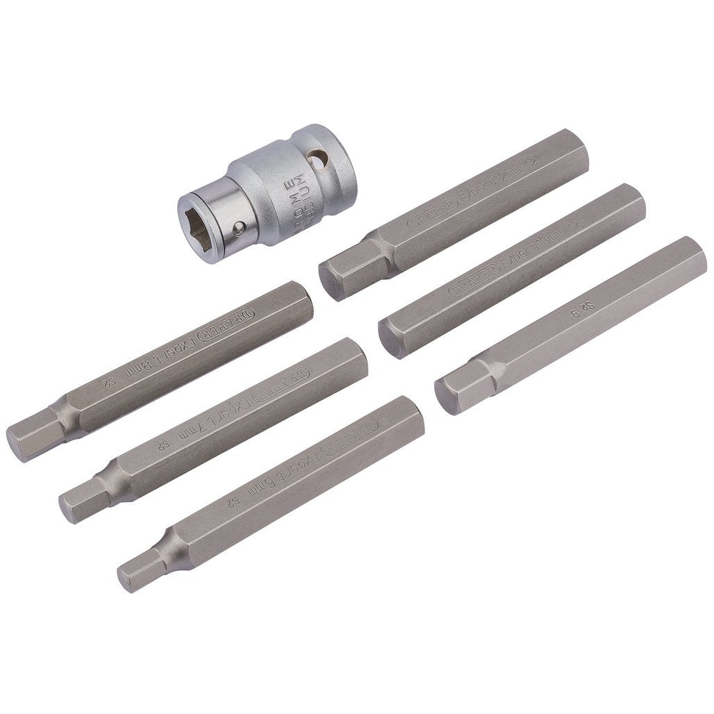 Draper Expert Hexagon Bit Set and Holder, 1/2" Sq. Dr., 6 - 12mm (7 Piece)  83564
