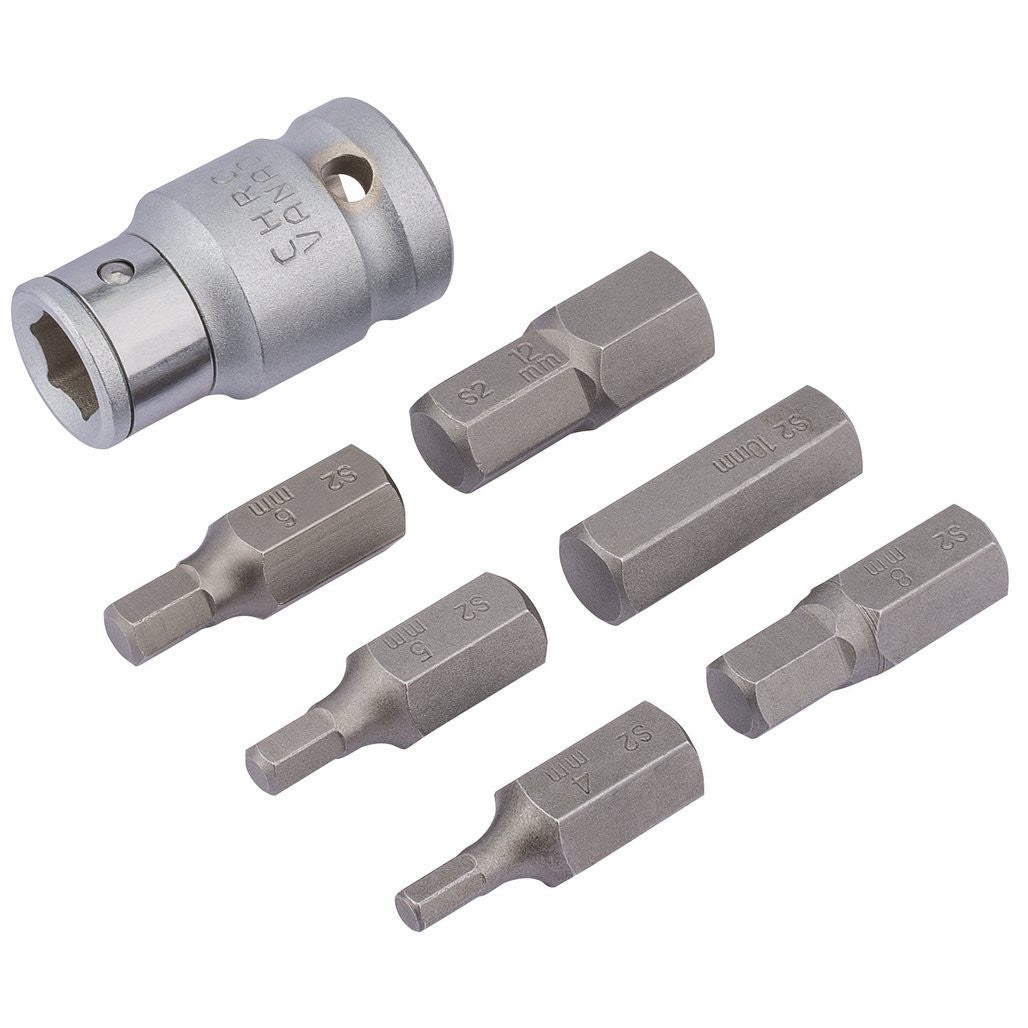 Draper Expert Metric Hexagon Bit Set, 1/2" Sq. Dr. (7 Piece)  83565