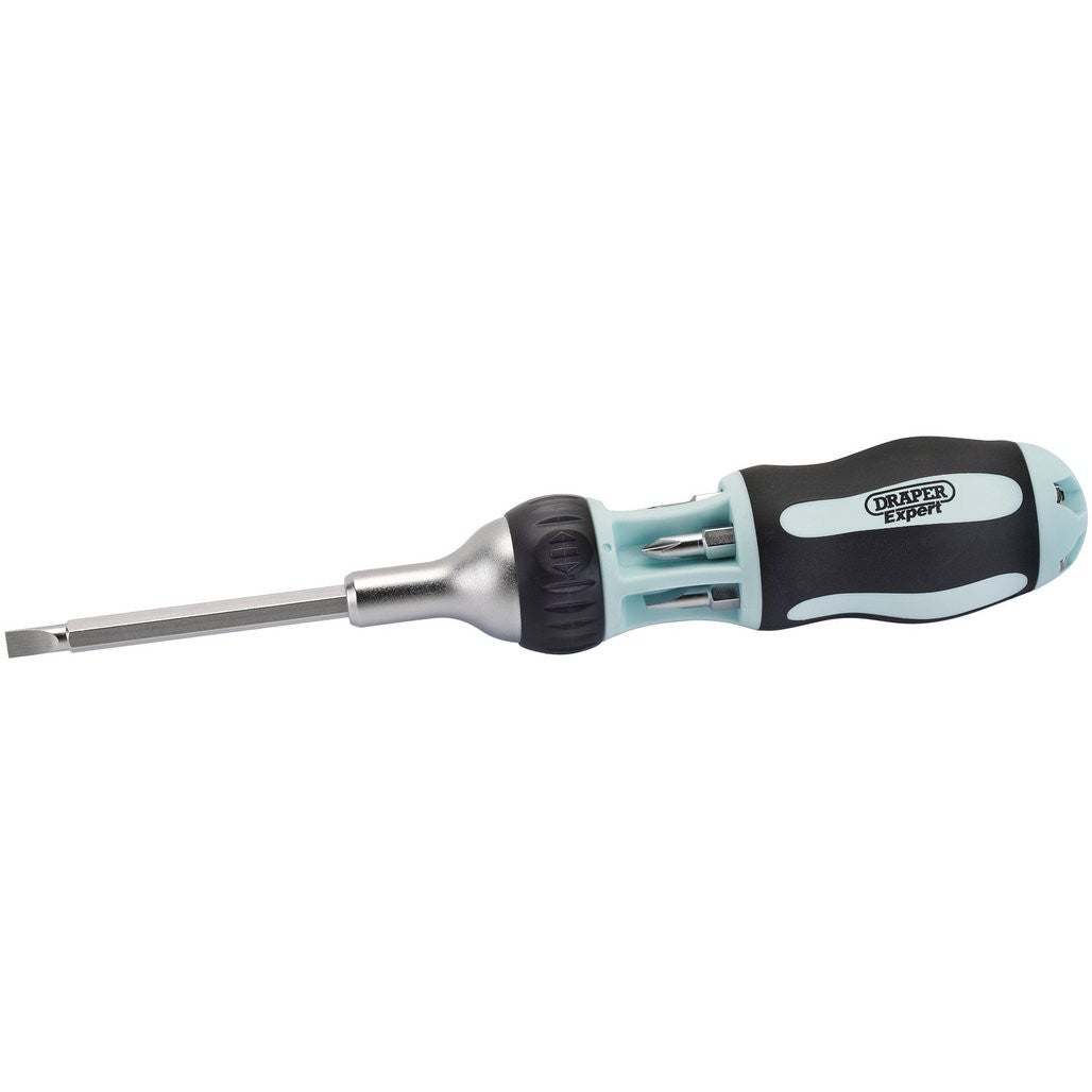 Draper Expert Soft Grip 7 in 1 Ratcheting Screwdriver and Bit Set  83721