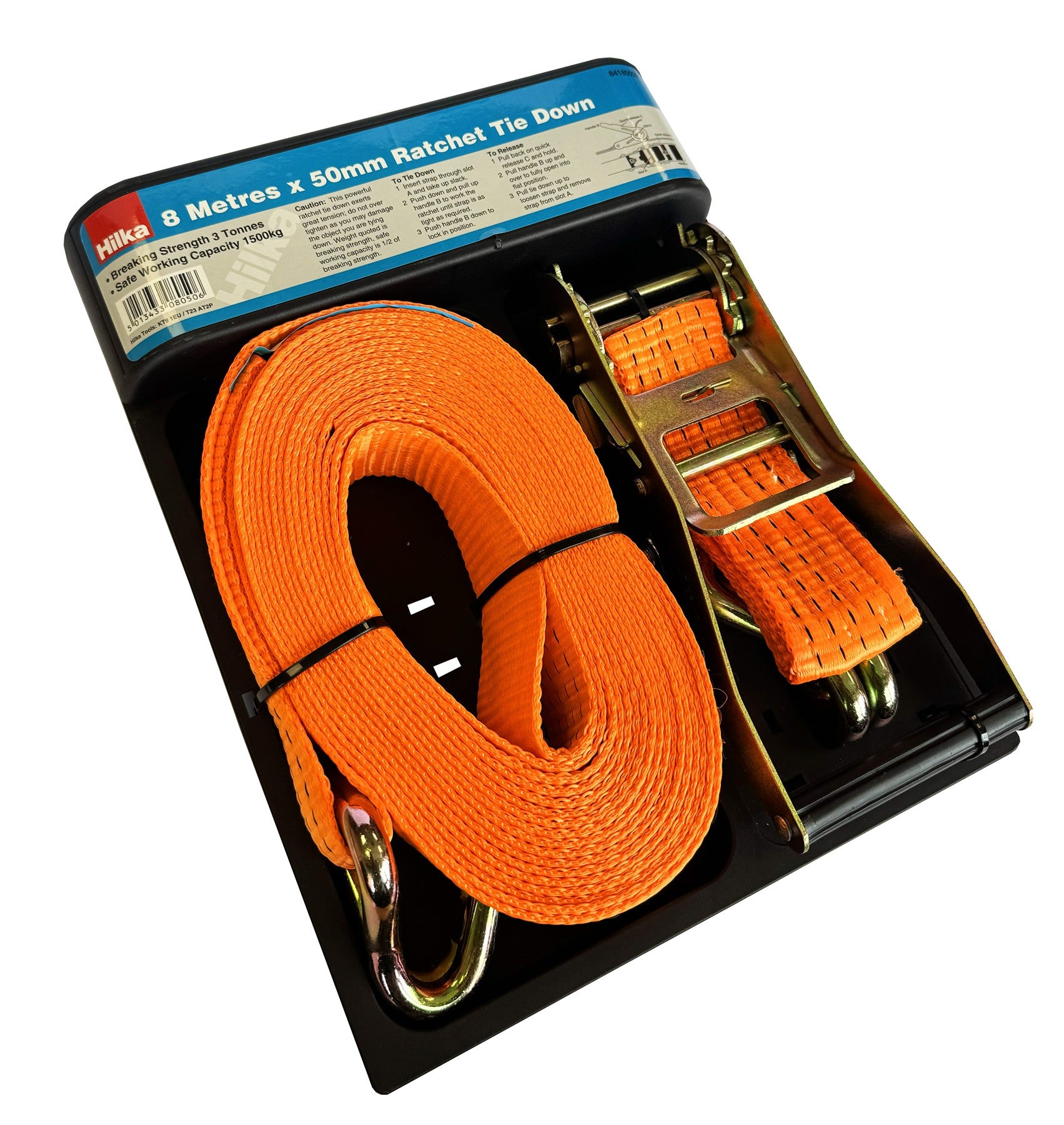 Hilka 50mm x 8m Heavy Duty Ratchet Tie Down 84180050