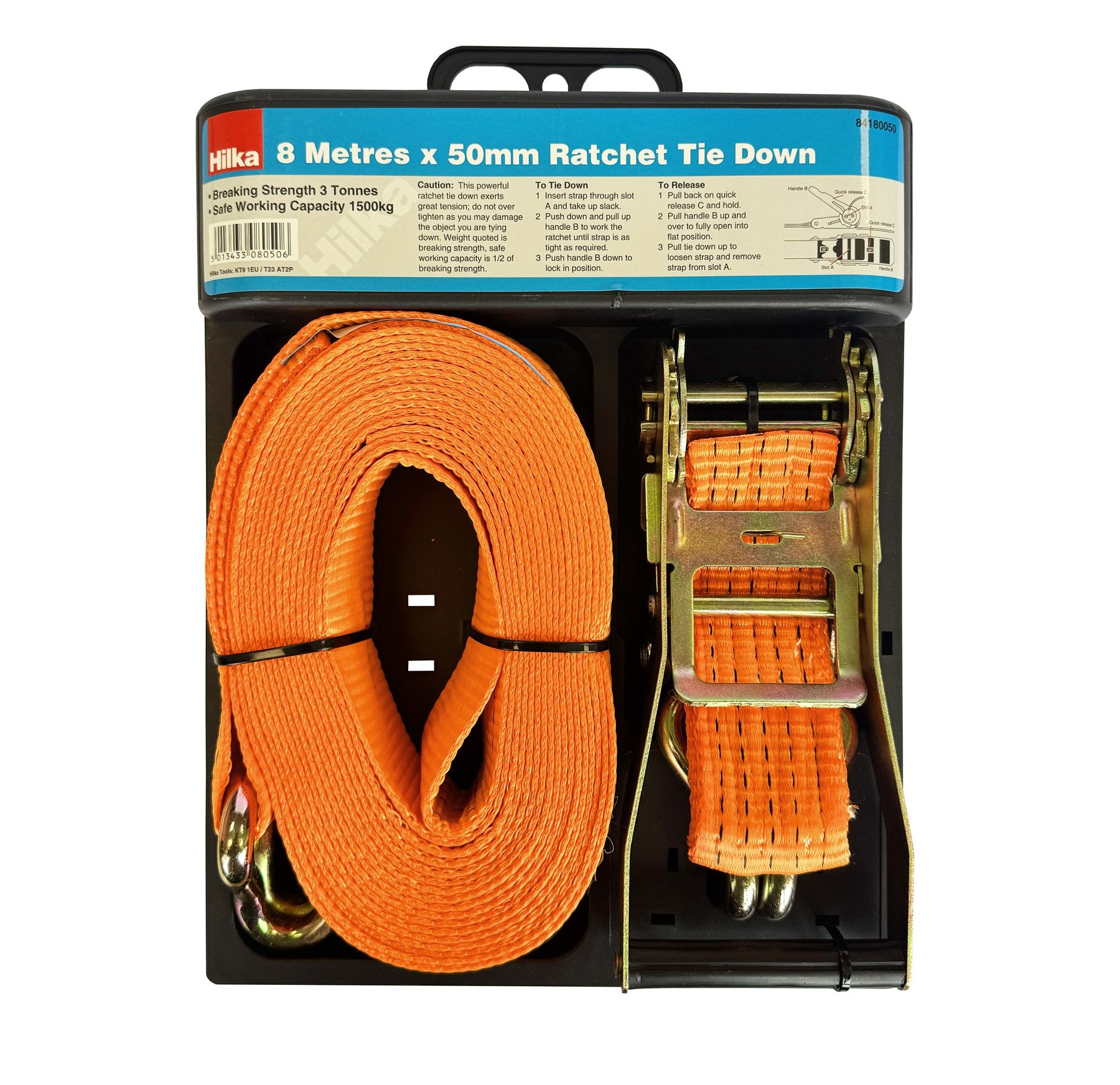 Hilka 50mm x 8m Heavy Duty Ratchet Tie Down 84180050