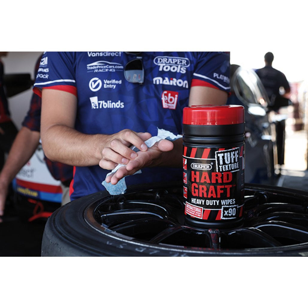 Draper Hard Graft Tuff Texture Heavy Duty Wipes (Tub of 90)  84712