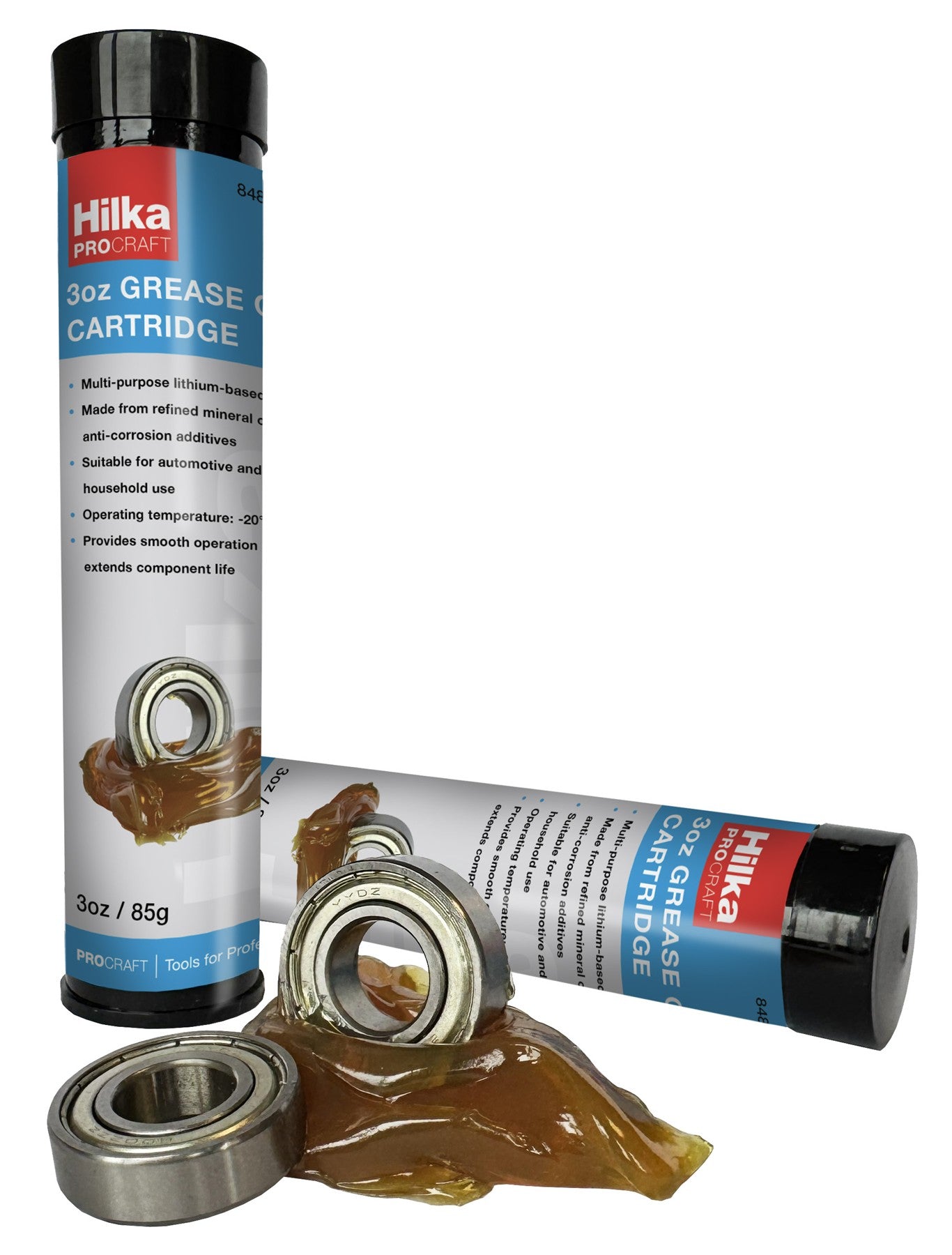Hilka 2 pce 3oz Grease Gun Cartridge 84802003
