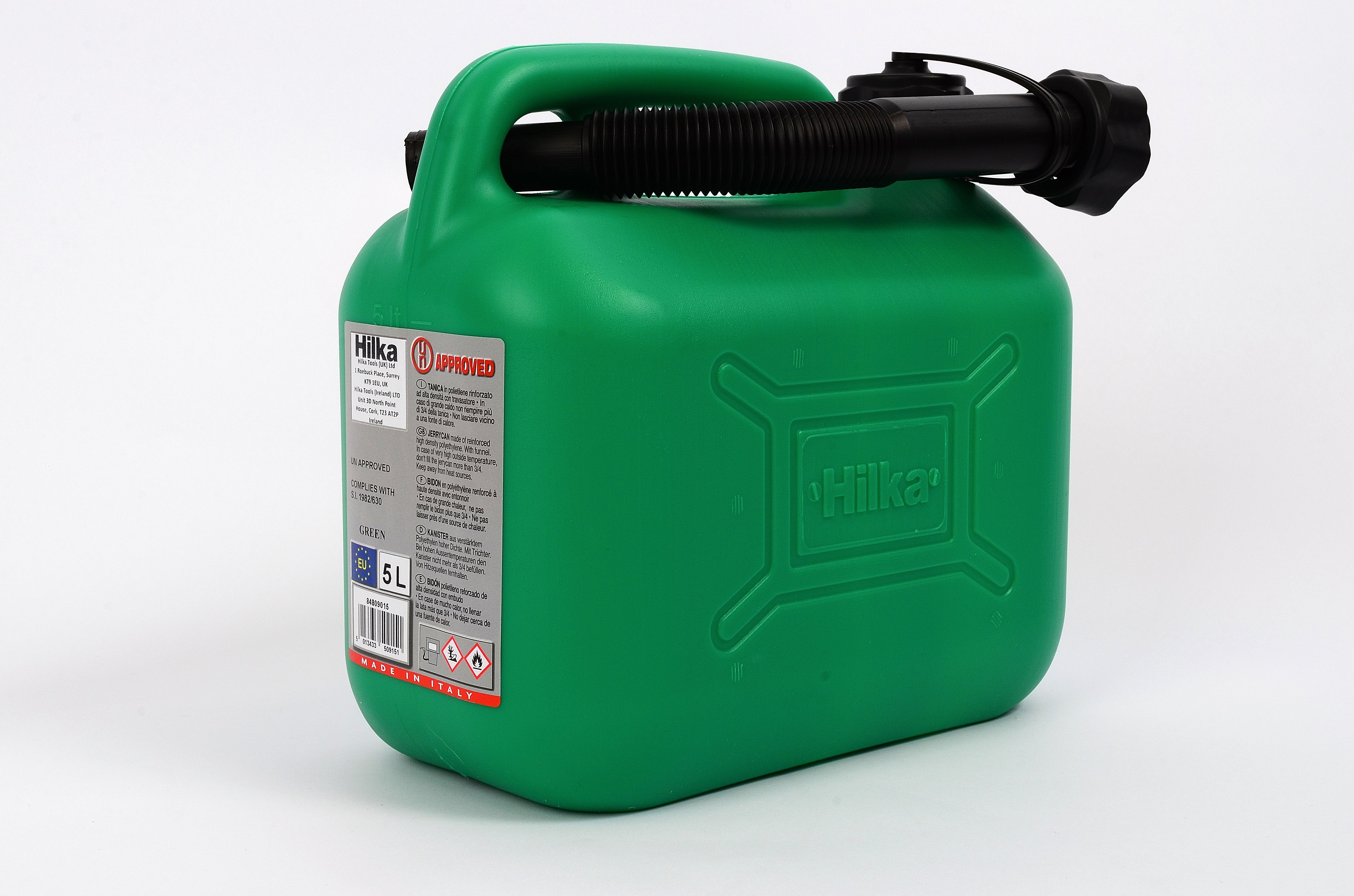 Hilka 5L Green Plastic Fuel Can 84809015