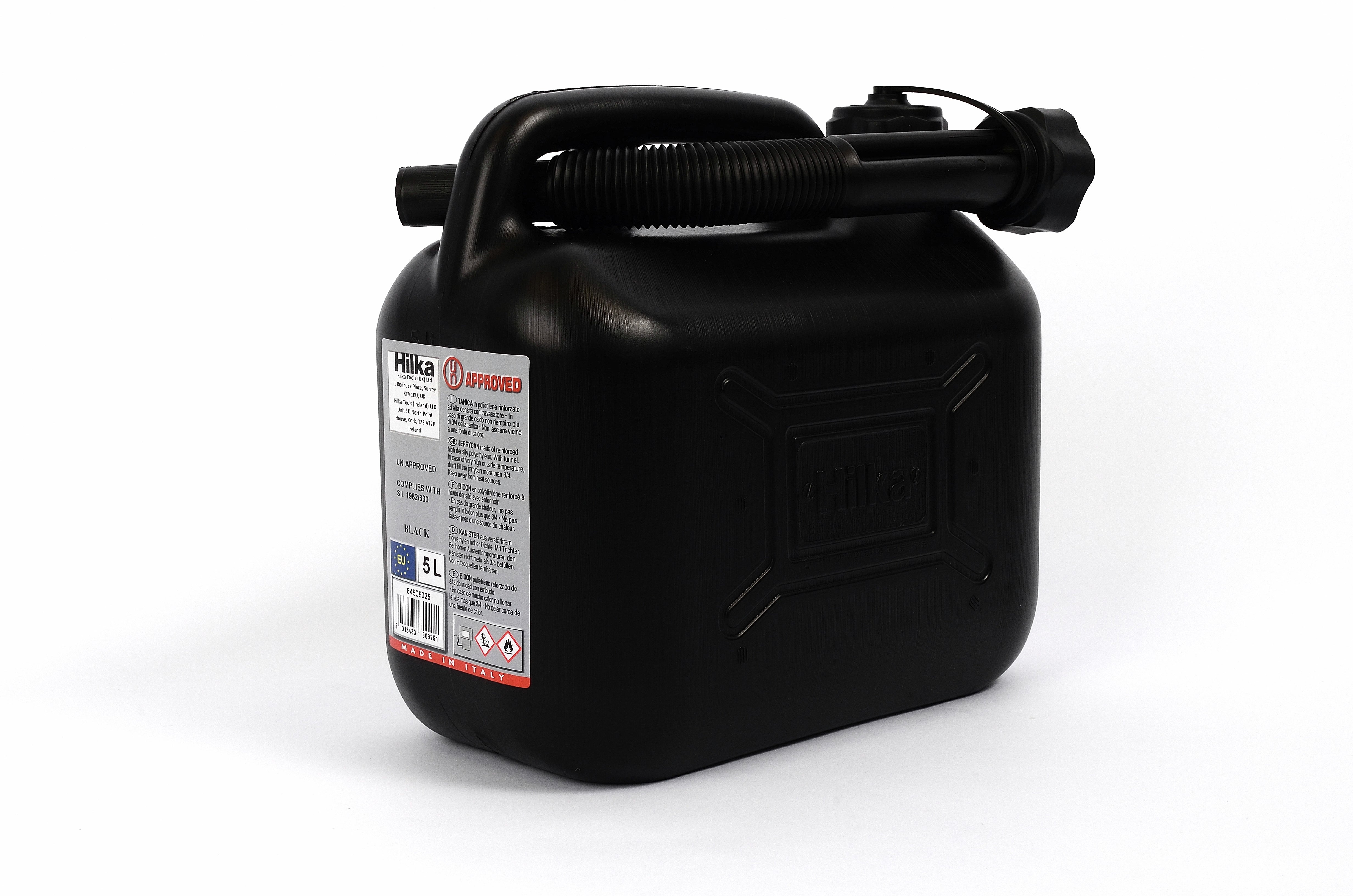 Hilka 5L Black Plastic Fuel Can 84809025