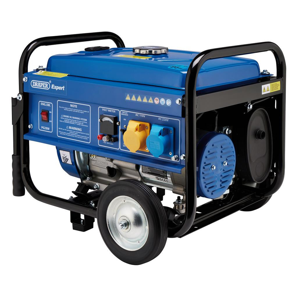 Draper Expert Petrol Generator with Wheels, 2500W   87088