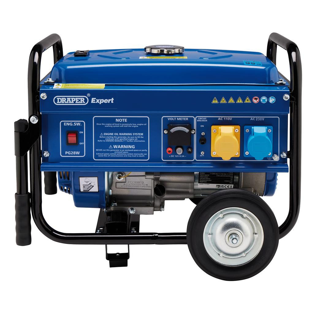 Draper Expert Petrol Generator with Wheels, 2500W   87088