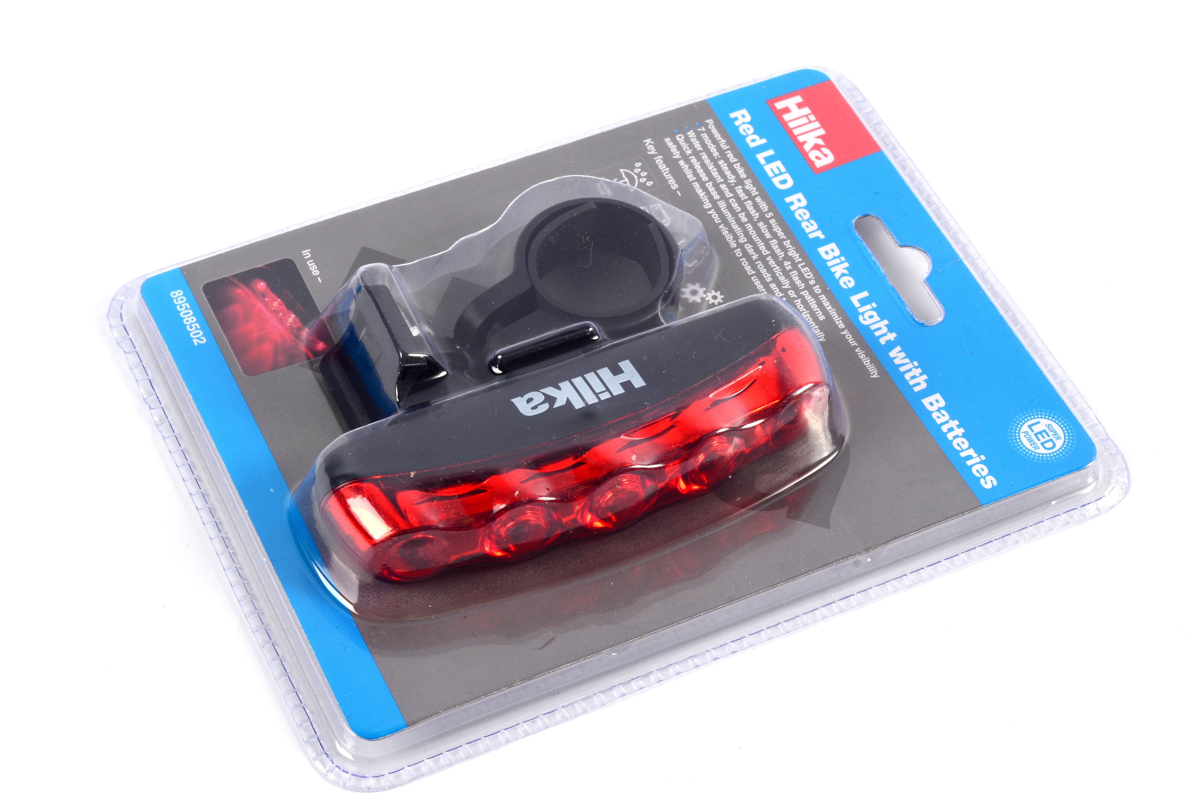 Hilka Red LED Rear Bike Light with Batteries 89508502