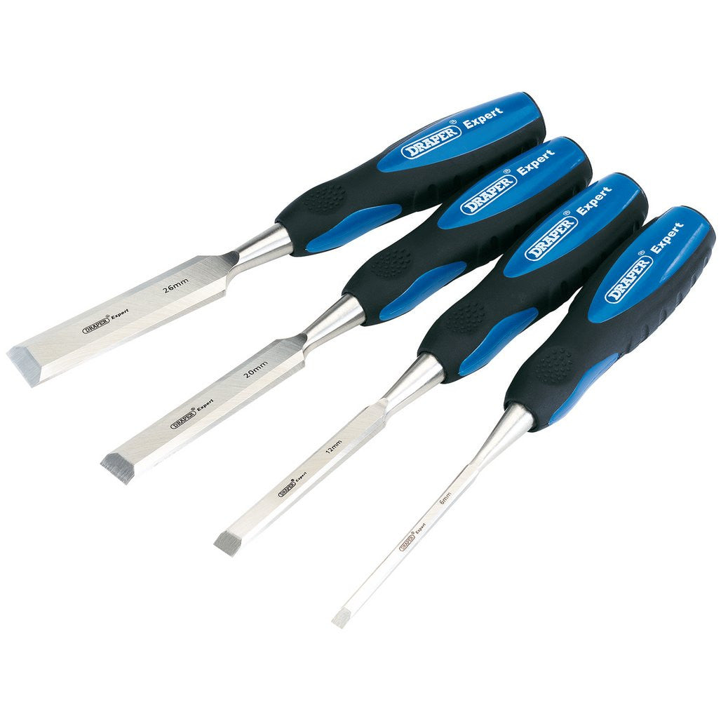 Draper Expert Soft Grip Bevel Edge Wood Chisel Set, 150mm (4 Piece)  89726