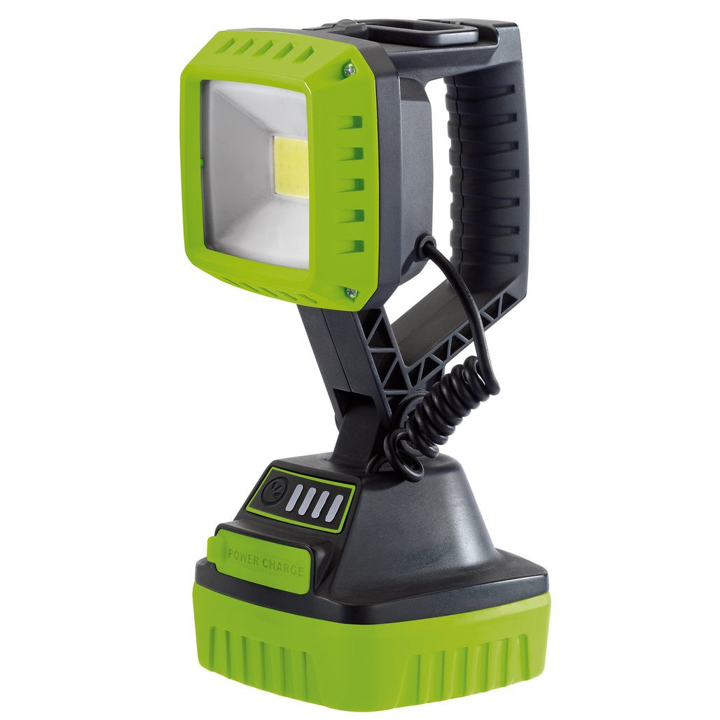 Draper COB LED Rechargeable Work Light, 10W, 1,000 Lumens, Green, 2 x 2.2Ah Batteries  90033