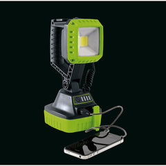 Draper COB LED Rechargeable Work Light, 10W, 1,000 Lumens, Green, 2 x 2.2Ah Batteries  90033