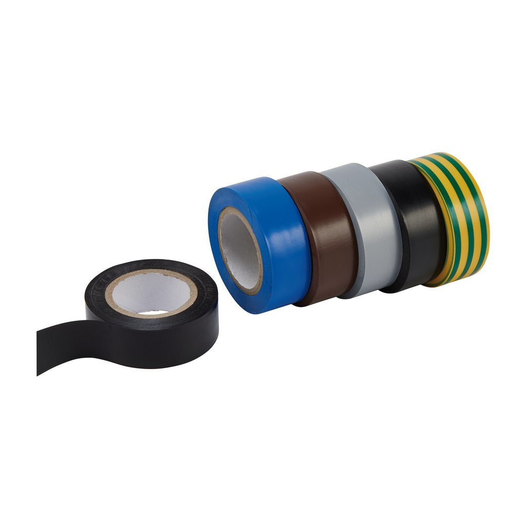 Draper Expert Insulation Tape, 10m x 19mm, Mixed Colours (Pack of 6)  90086
