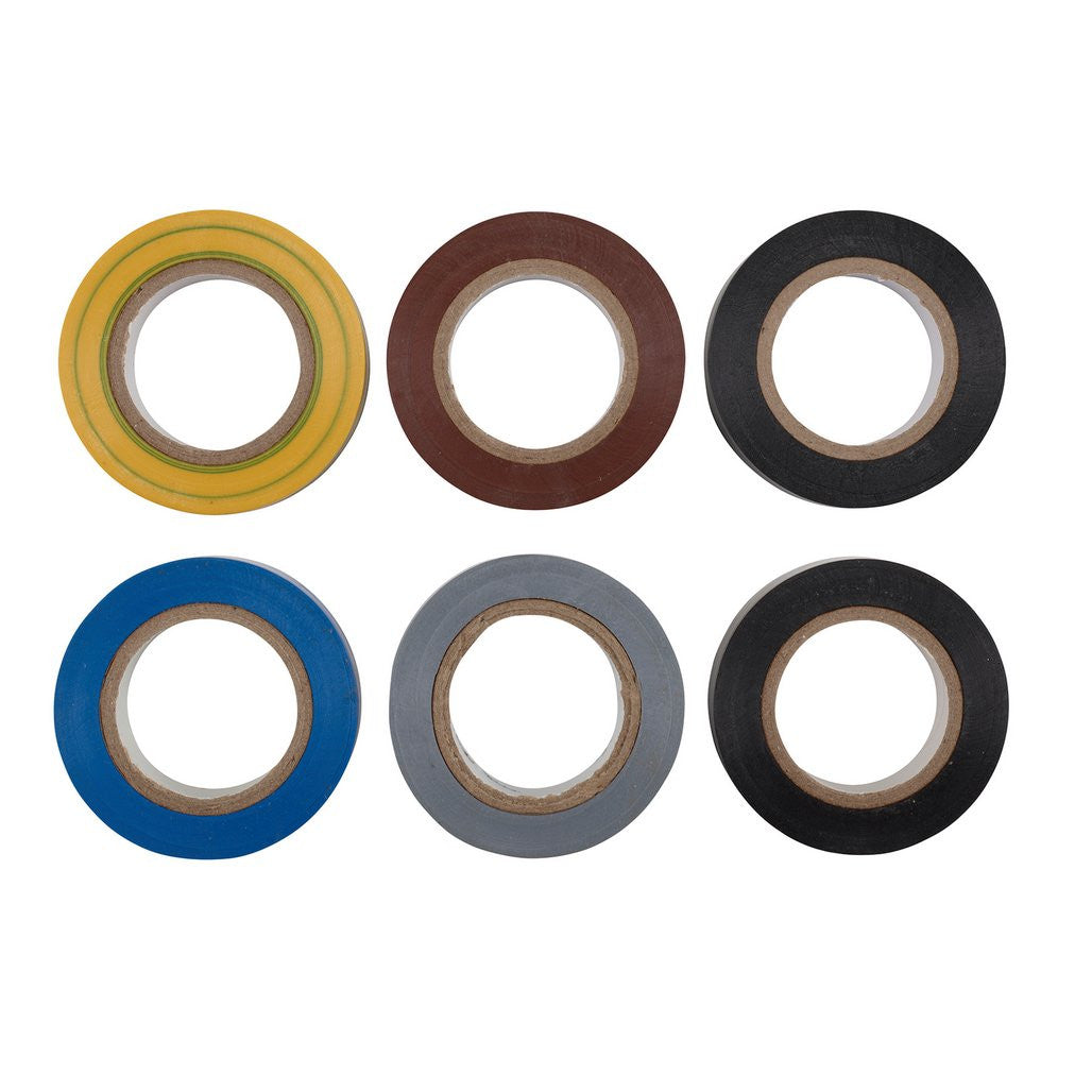 Draper Expert Insulation Tape, 10m x 19mm, Mixed Colours (Pack of 6)  90086