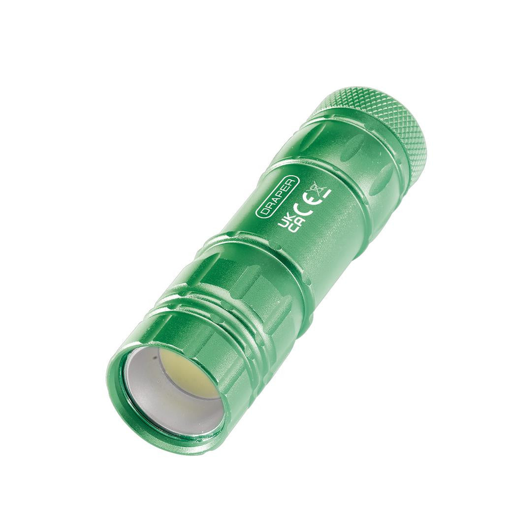 Draper COB LED Aluminium Hand Torch, 3W, 85 Lumens, 3 x AAA Batteries Supplied  90103