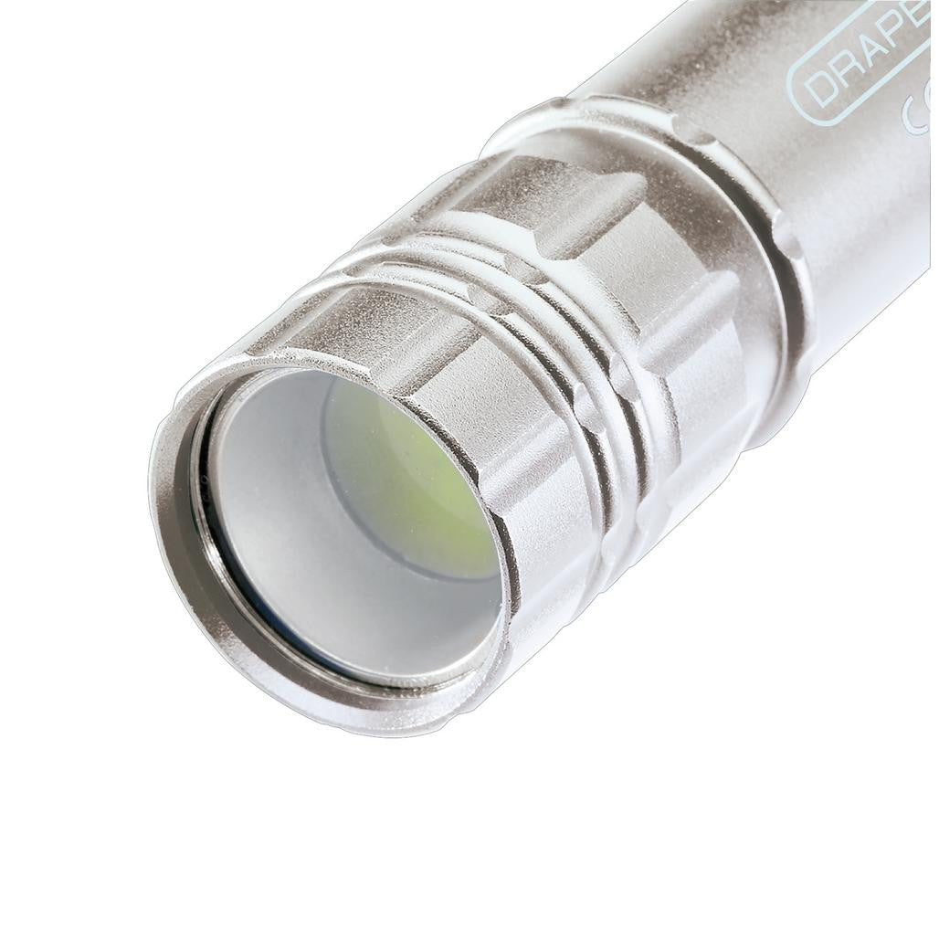 Draper COB LED Aluminium Hand Torch, 3W, 85 Lumens, 3 x AAA Batteries Supplied  90103