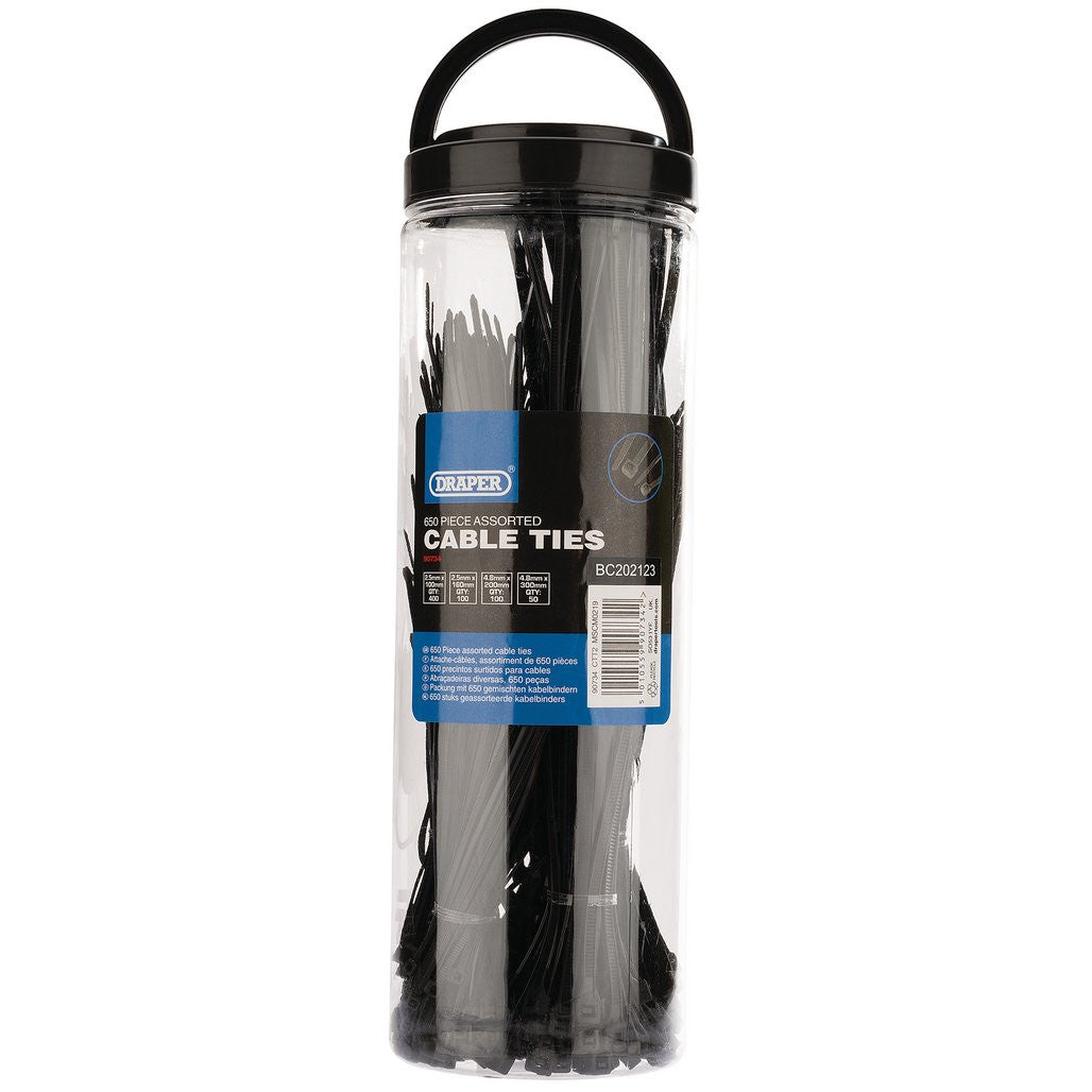 Draper Assorted Nylon Cable Ties (Pack of 650)  90734