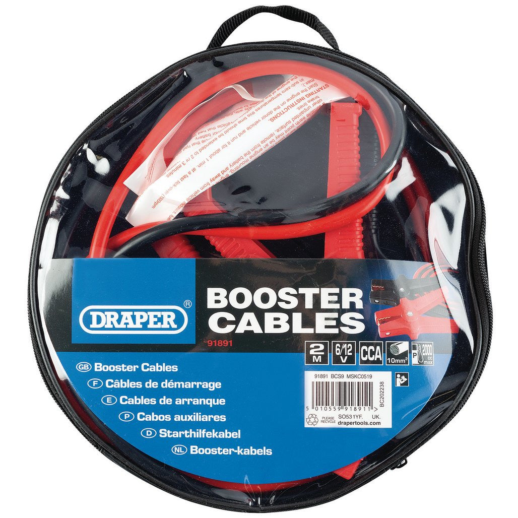 Draper Booster Cables, 2m x 10mm² 91891