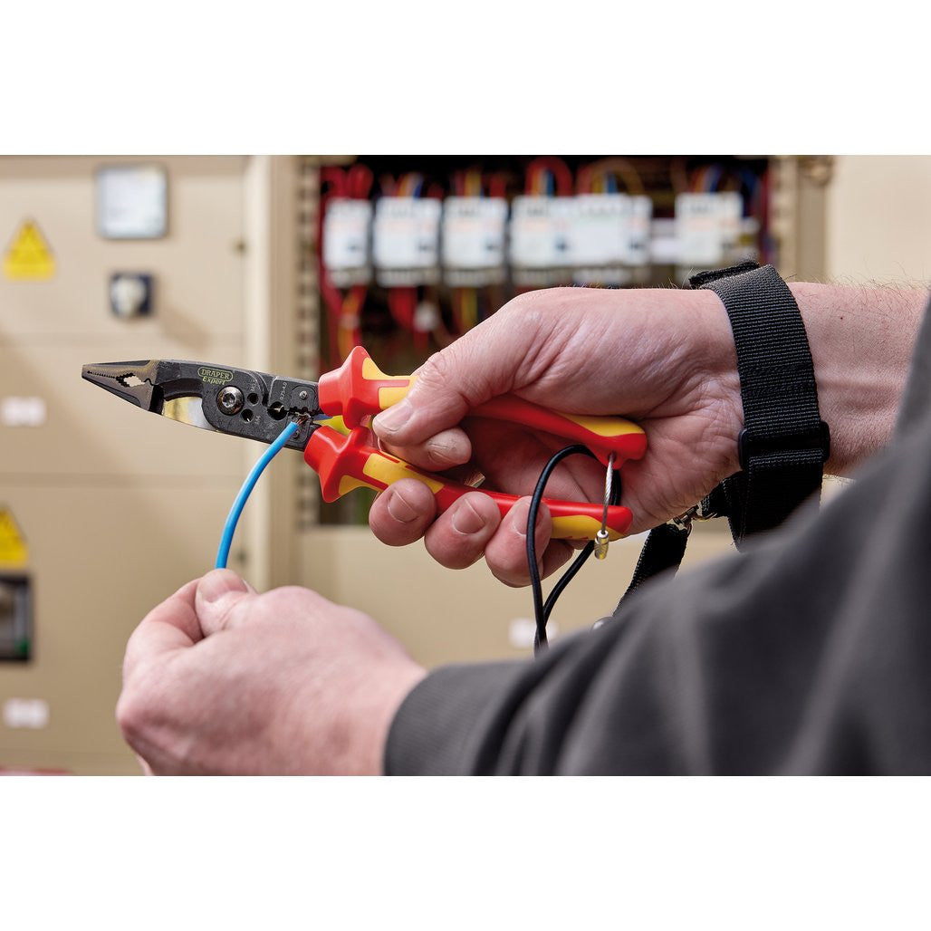 Draper XP1000® VDE Tethered 8-in-1 Electricians Pliers, 215mm  94605