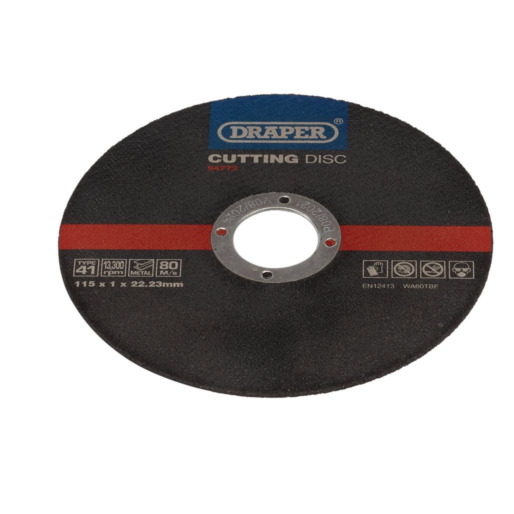 Draper Metal Cutting Discs, 115 x 1 x 22.23mm (Pack of 100)  94772