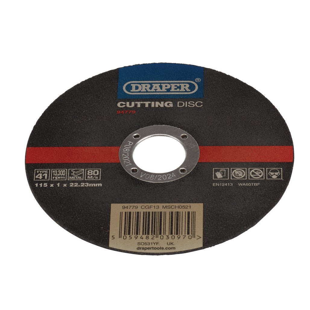 Draper Stainless-Steel/Inox Metal Cutting Disc, 115 x 1 x 22.23mm  94779