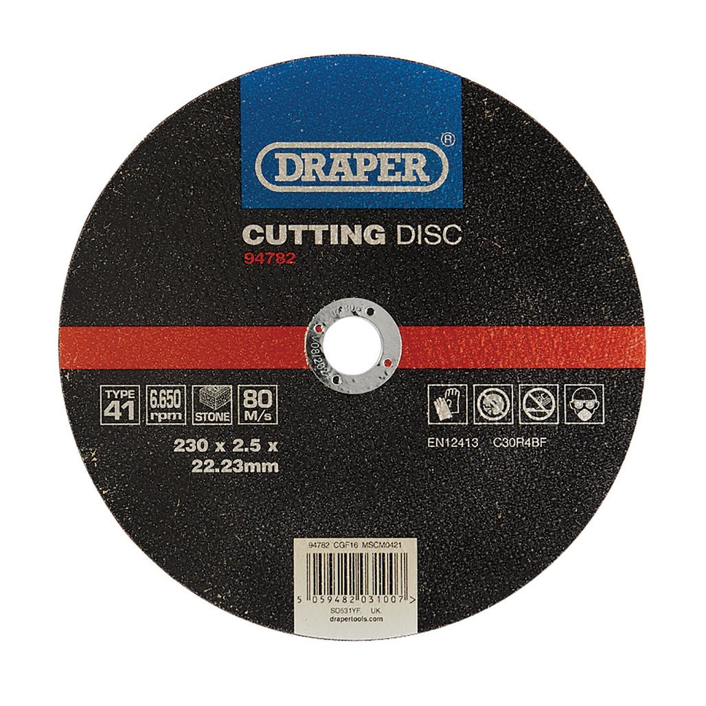 Draper Flat Stone Cutting Disc, 230 x 2.5 x 22.23mm  94782
