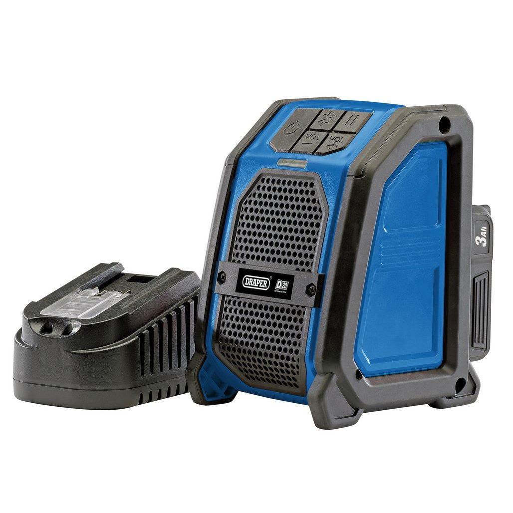 Draper D20 20V Wireless Speaker with 1 x 3.0Ah Battery and Charger   94903