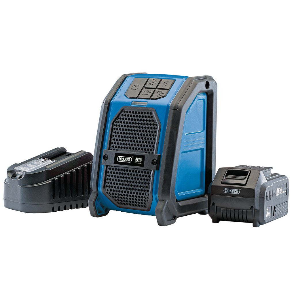 Draper D20 20V Wireless Speaker with 1 x 3.0Ah Battery and Charger   94903