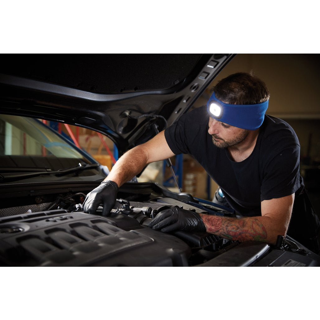 Draper Headband with USB Rechargeable LED Torch, 1W, Blue, One Size