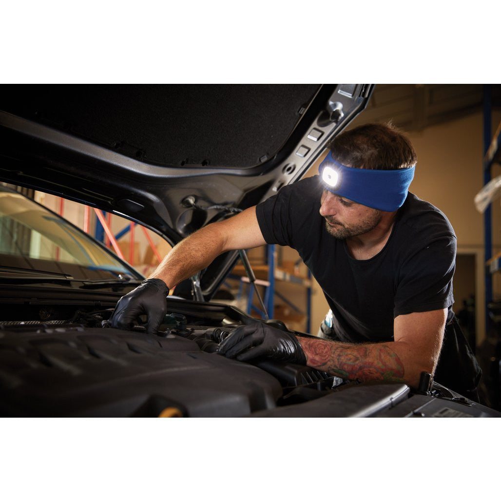 Draper Headband with USB Rechargeable LED Torch, 1W, Blue, One Size