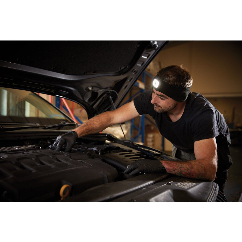 Draper Headband with USB Rechargeable LED Torch, 1W, Black, One Size