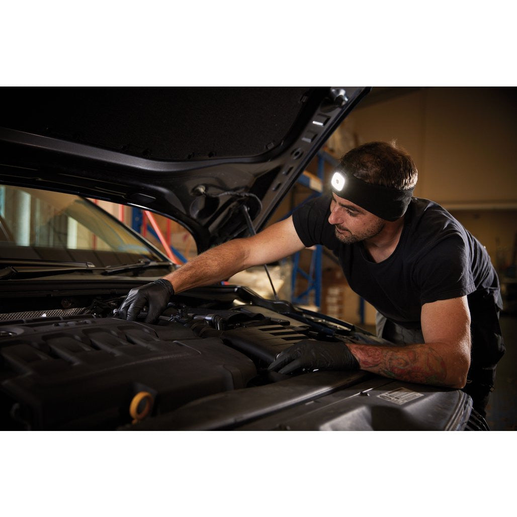 Draper Headband with USB Rechargeable LED Torch, 1W, Black, One Size