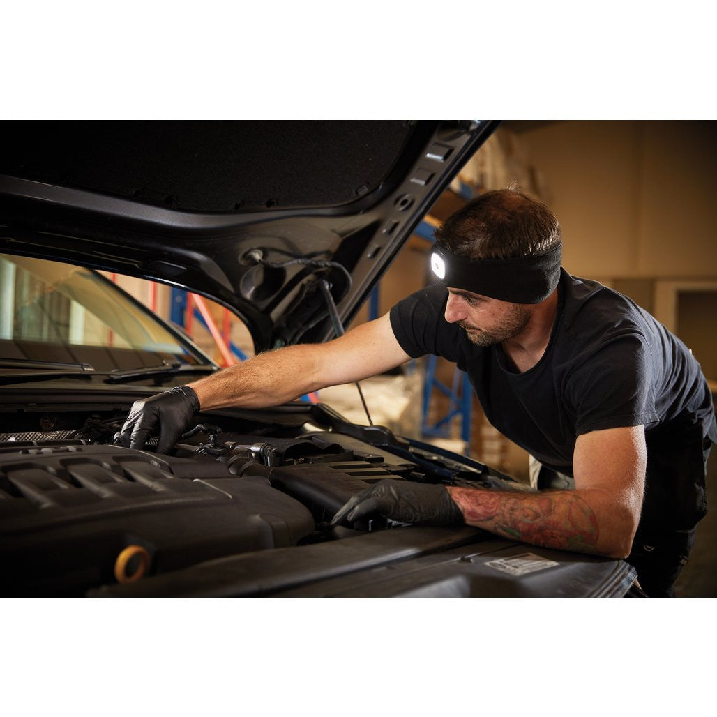 Draper Headband with USB Rechargeable LED Torch, 1W, Black, One Size