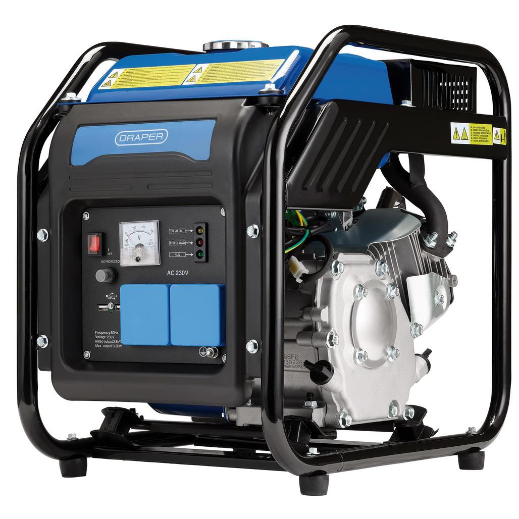Draper Petrol Open Frame Inverter Generator, 2800W   95204