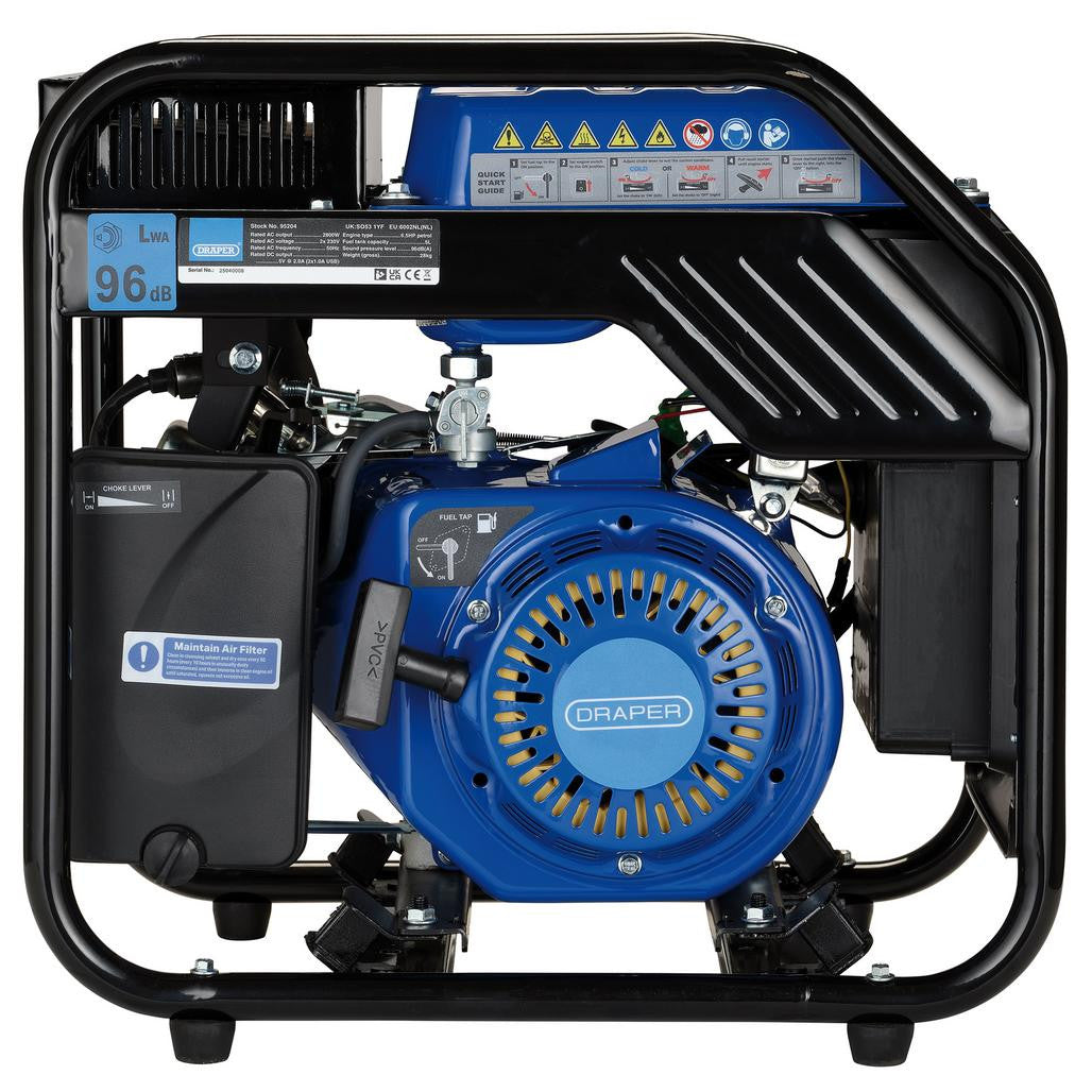 Draper Petrol Open Frame Inverter Generator, 2800W   95204