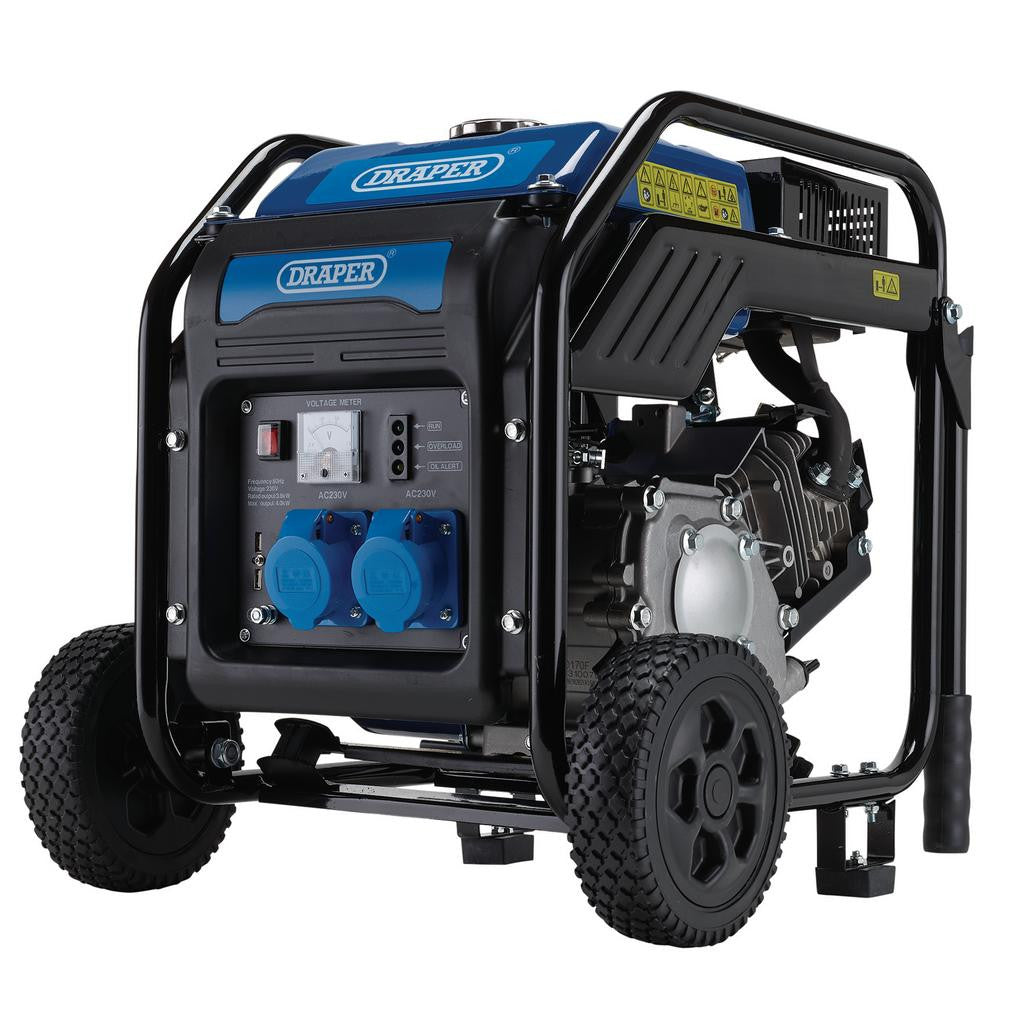 Draper Petrol Open Frame Inverter Generator with Wheels, 3800W   98683
