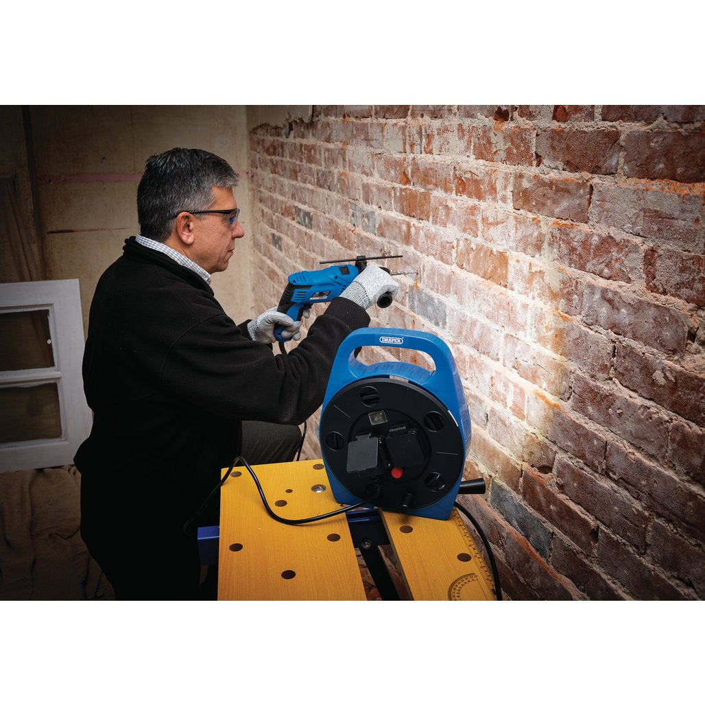 Draper 230V 2-Way Cable Reel with LED Work Light, 10m 99294