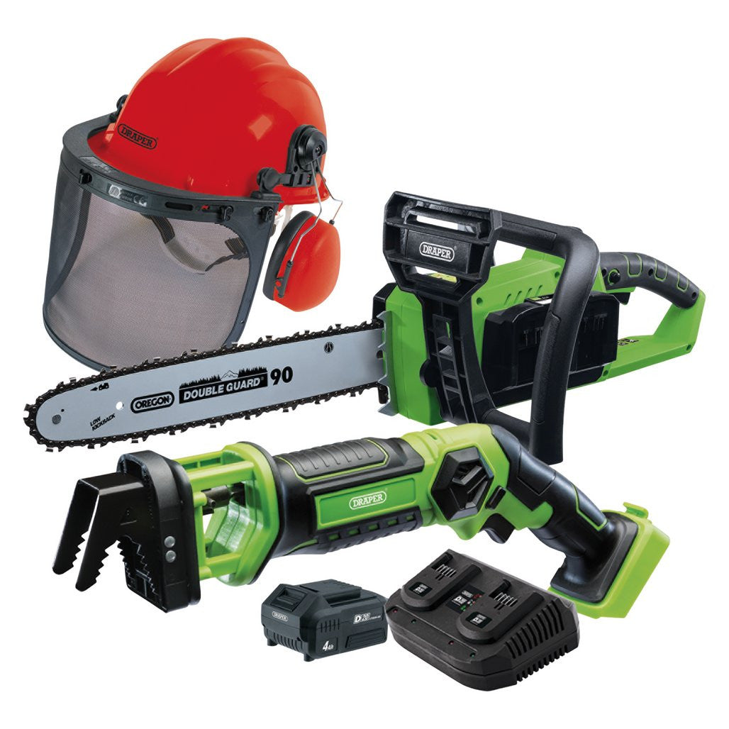 Draper D20 Cordless Garden Saw Kit with Forestry Helmet  99763
