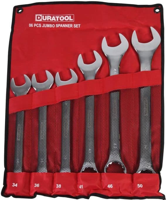 Duratool 34mm - 50mm Large Combination Spanner Set, 6 Piece D03084