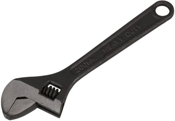 Duratool 8" (200mm) Black Adjustable Spanner D03108