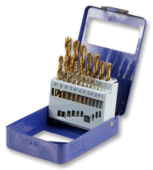 Duratool 1mm - 10mm Titanium Coated HSS Metal Drill Bit Set, 19 Piece D00240