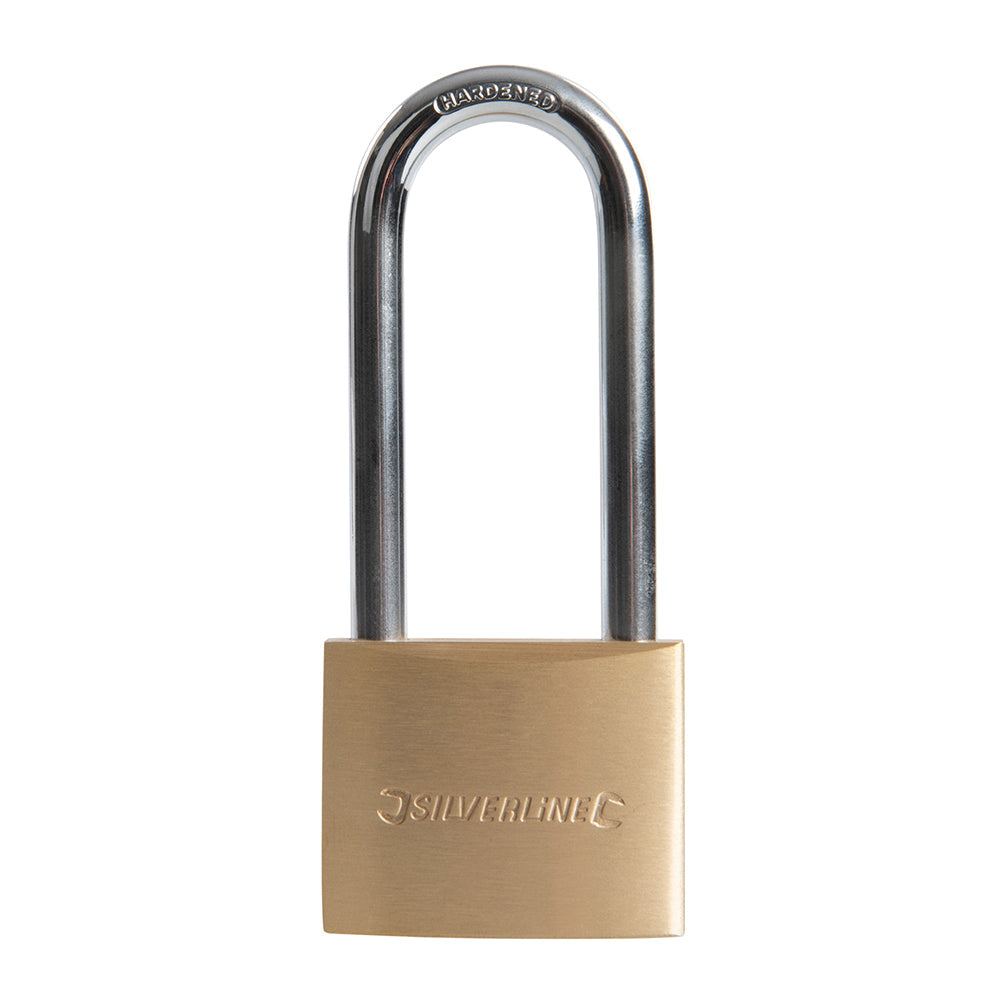 Silverline Brass Padlock Long Shackle MSS04L