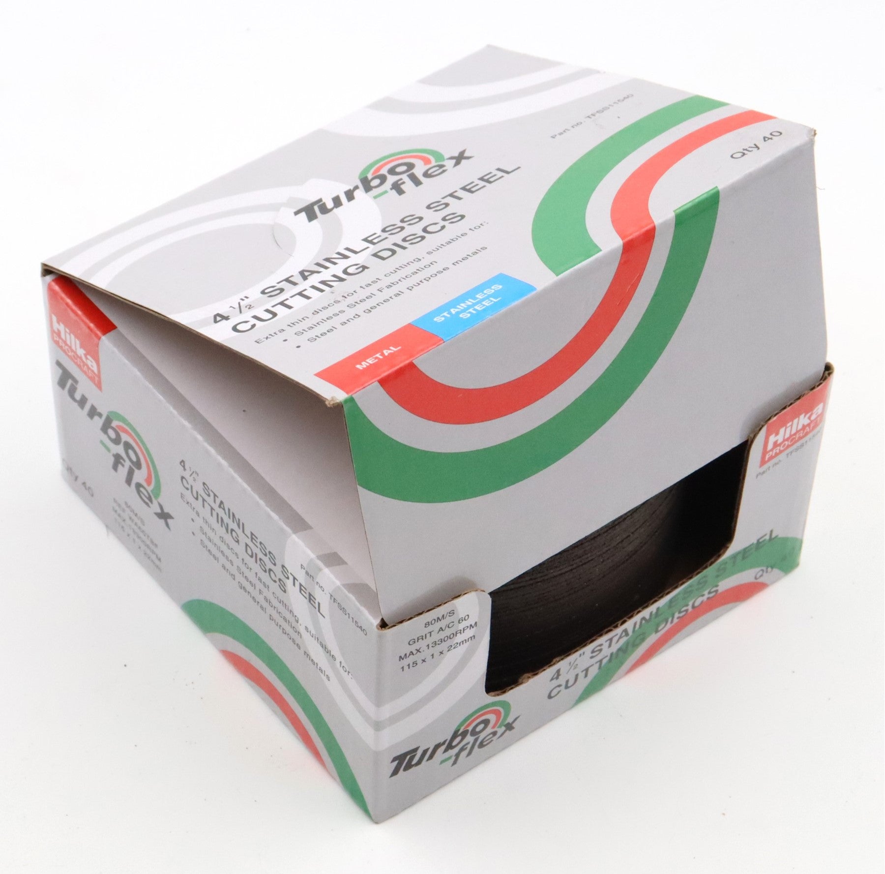 Hilka 115mm SS Cutting Disc Turbo Flex in 40 pce Display TFSS11501