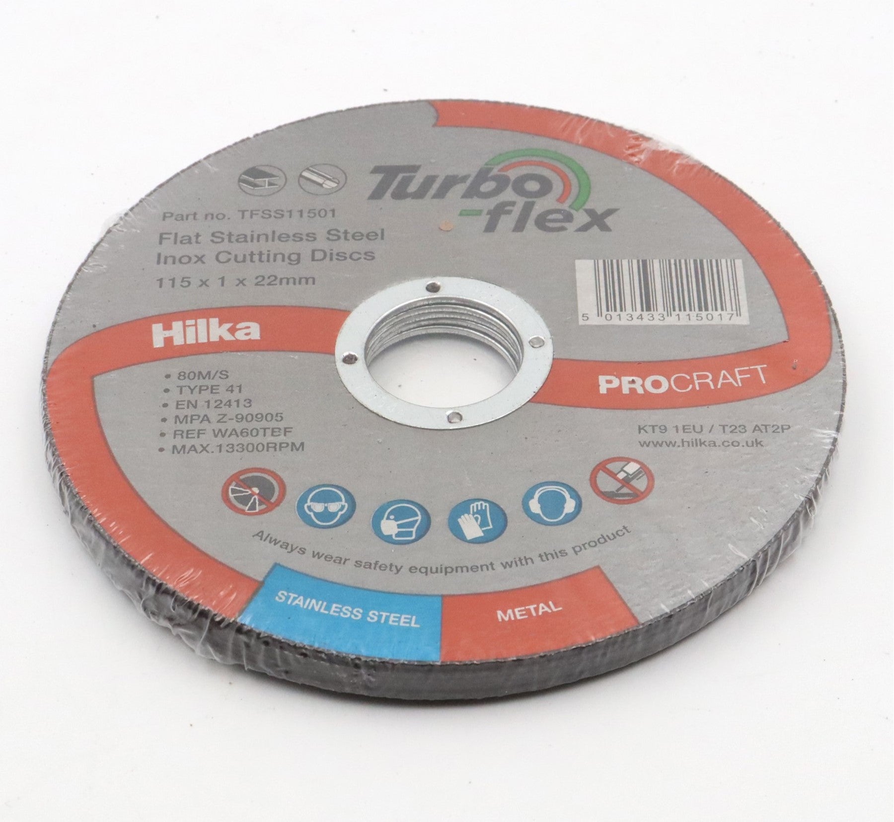Hilka 5 x 115mm SS Cutting Disc Turbo Flex TFSS11505